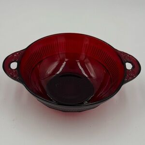 Vintage Anchor Hocking Coronation Royal Ruby Red Glass Berry Bowl